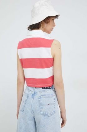 Tommy Jeans top din bumbac culoarea roz