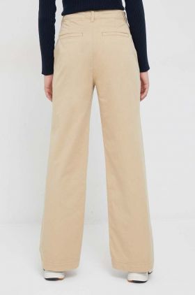 GAP pantaloni femei, culoarea bej, lat, high waist