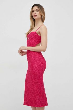 Bardot rochie culoarea roz, midi, drept