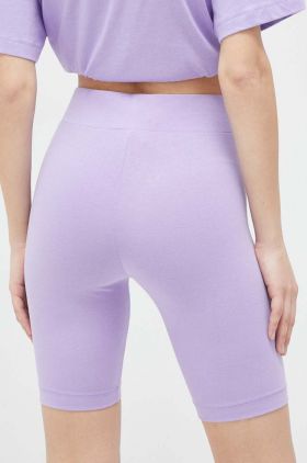 Champion pantaloni scurti femei, culoarea violet, neted, medium waist