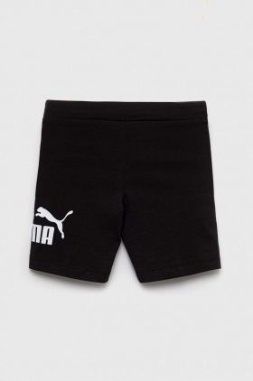 Puma pantaloni scurti copii ESS+ Logo Short Leggings G culoarea negru, cu imprimeu