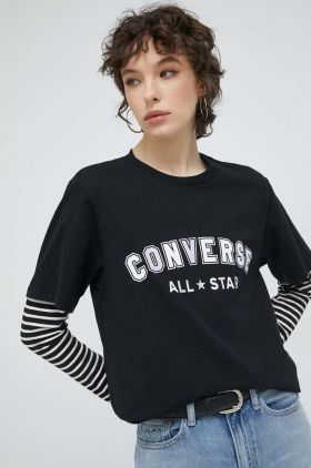 Converse tricou din bumbac culoarea negru, cu imprimeu 10024566.A02-CONVERSEBL