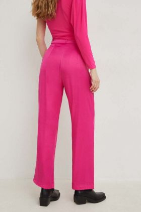 Answear Lab pantaloni x colecția limitată SISTERHOOD femei, culoarea roz, lat, high waist