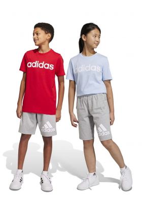 adidas pantaloni scurți din bumbac pentru copii U BL culoarea gri, melanj, talie reglabila