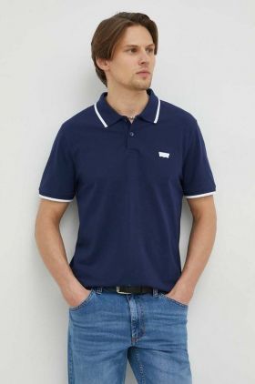 Levi's tricou polo barbati, culoarea albastru marin, neted