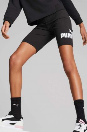 Puma pantaloni scurti copii ESS+ Logo Short Leggings G culoarea negru, cu imprimeu