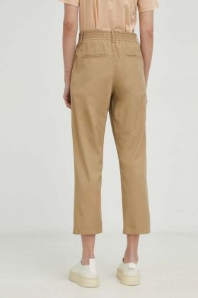 Drykorn pantaloni Dispatch femei, culoarea maro, drept, high waist