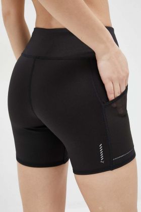 Puma pantaloni scurți de alergare Favorite culoarea negru, uni, high waist 523177