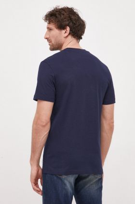 Lacoste tricou din bumbac culoarea albastru marin, cu imprimeu