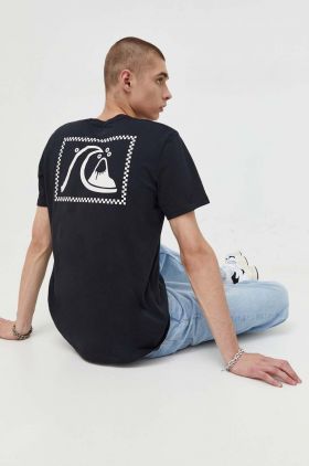 Quiksilver tricou din bumbac culoarea negru, cu imprimeu