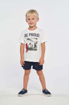 Birba&Trybeyond tricou de bumbac pentru copii culoarea alb, cu imprimeu