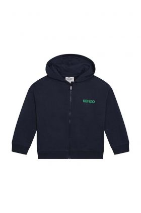 Kenzo Kids hanorac de bumbac pentru copii culoarea albastru marin, cu glugă, cu imprimeu