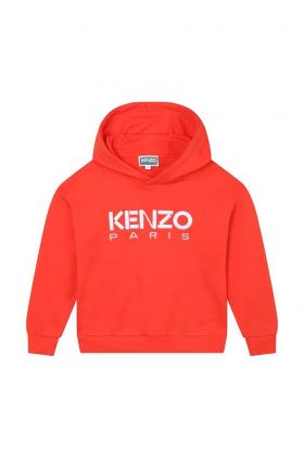 Kenzo Kids hanorac de bumbac pentru copii culoarea rosu, cu glugă, cu imprimeu