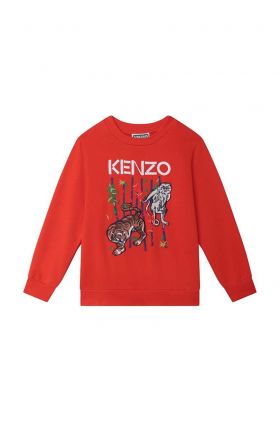 Kenzo Kids hanorac de bumbac pentru copii culoarea rosu, cu imprimeu