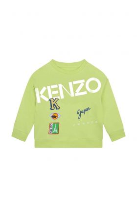 Kenzo Kids hanorac de bumbac pentru copii culoarea verde, cu imprimeu