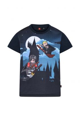 Lego tricou de bumbac pentru copii culoarea albastru marin, cu imprimeu