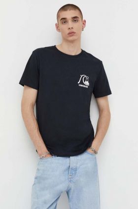 Quiksilver tricou din bumbac culoarea negru, cu imprimeu