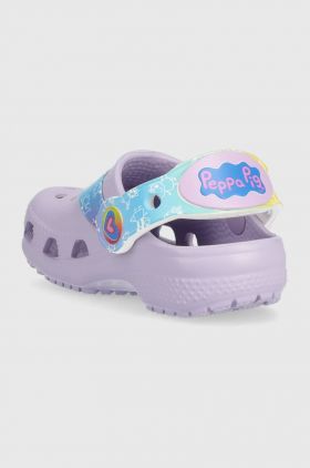 Crocs slapi copii Pepppa Pig culoarea violet