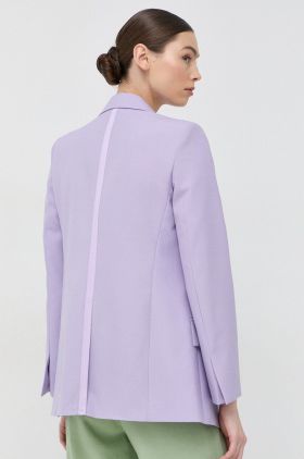 Karl Lagerfeld sacou din lana culoarea violet, cu doua randuri de nasturi, neted