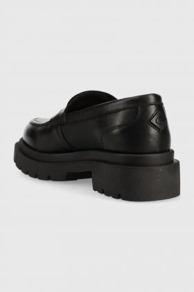 Gant mocasini de piele Folida femei, culoarea negru, cu platforma