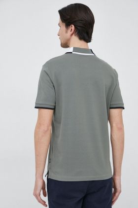 BOSS polo de bumbac culoarea verde, neted