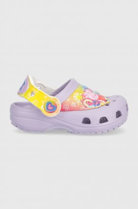 Crocs slapi copii Pepppa Pig culoarea violet