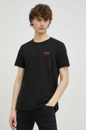 Levi's tricou din bumbac 2-pack culoarea negru, cu imprimeu