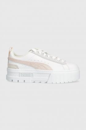 Puma sneakers din piele Mayze Mix Wns culoarea alb 387468