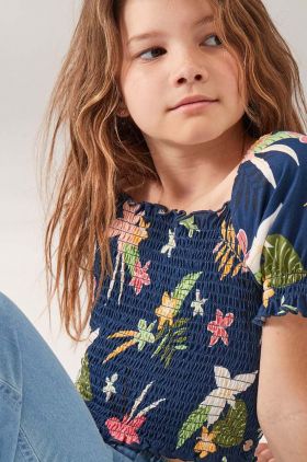 Roxy bluza de bumbac pentru copii culoarea albastru marin, modelator