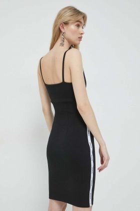 HUGO rochie din bumbac culoarea negru, mini, mulata