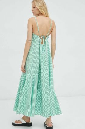 Herskind rochie din bumbac culoarea verde, maxi, evazati