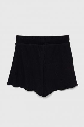 Sisley pantaloni scurti copii culoarea negru, neted, talie reglabila