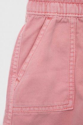 GAP pantaloni scurti din denim pentru copii culoarea roz, neted