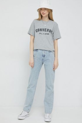 Converse tricou din bumbac culoarea gri, cu imprimeu 10024566.A03-VINTAGEGRE