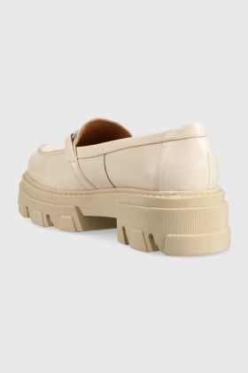 Charles Footwear mocasini de piele Mey femei, culoarea bej, cu platforma, Mey.Loafer.2.0