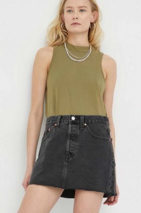 Levi's fusta jeans culoarea negru, mini, drept