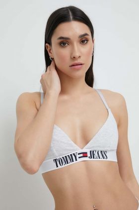 Tommy Jeans sutien culoarea gri, neted