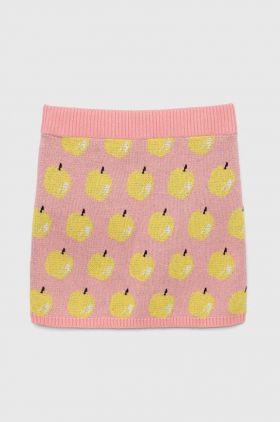 United Colors of Benetton fusta din bumbac pentru copii culoarea roz, mini, drept