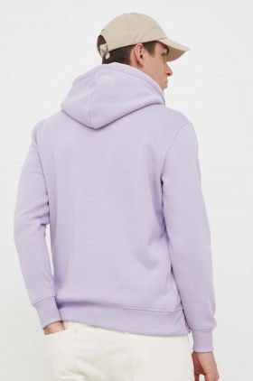 Alpha Industries bluza barbati, culoarea violet, cu glugă, cu imprimeu