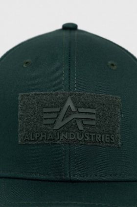 Alpha Industries șapcă din bumbac culoarea verde, cu imprimeu 168903.610-NavyGreen