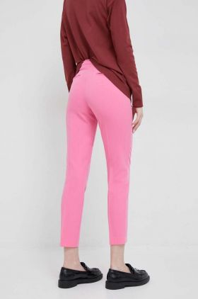 Sisley pantaloni femei, culoarea violet, drept, high waist