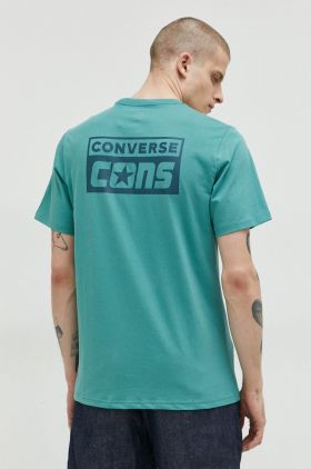 Converse tricou din bumbac culoarea turcoaz, cu imprimeu