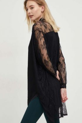 Answear Lab camasa femei, culoarea negru, cu guler clasic, relaxed