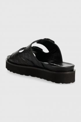 Charles Footwear slapi de piele Luisa femei, culoarea negru, Luisa.Sandal