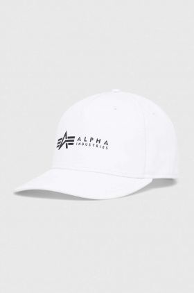 Alpha Industries șapcă din bumbac culoarea alb, cu imprimeu 126912.09-White