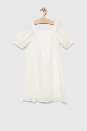 GAP rochie din bumbac pentru copii culoarea alb, mini, drept