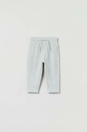 OVS pantaloni de trening pentru copii culoarea gri, neted