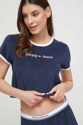 Tommy Jeans tricou de plajă culoarea albastru marin