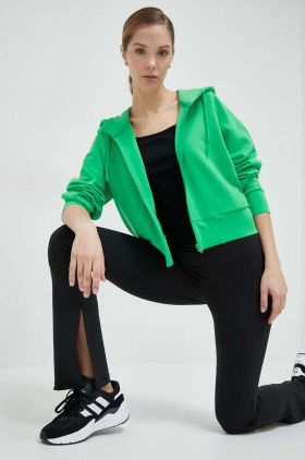 4F bluza femei, culoarea verde, cu glugă, neted