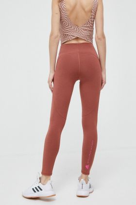 adidas by Stella McCartney colanti femei, culoarea maro, neted